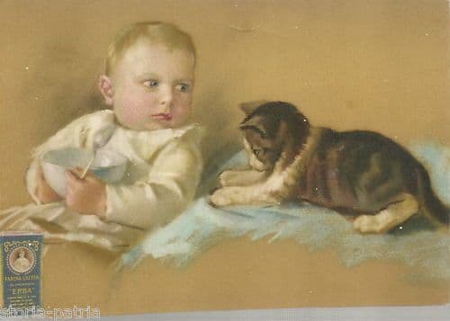 Cartolina Pubblicitaria Farina Lattea Erba, Primo Novecento