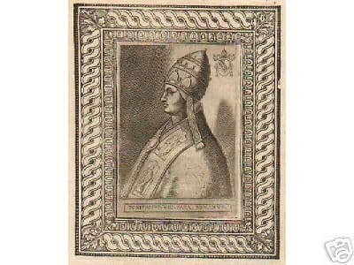 Incisione Antica Di Papa Bonifacio VIII Caetani, Fine '500, Originale