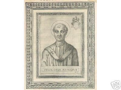 Ritratto Antico Di Papa Felice I. Incisione All'Acquaforte, Fine XVI Secolo