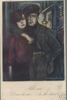 Cartolina Liberty Originale, Coppia In Osteria, Primi '900