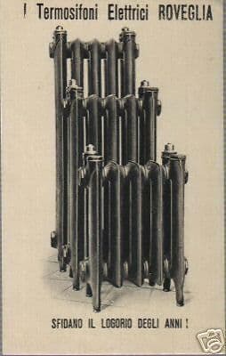 Cartoncino Pubblicitario Termosifoni Elettrici Roveglia, Brescia