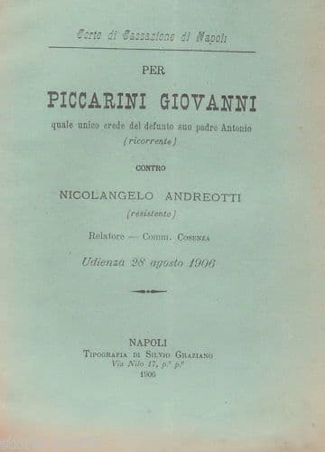 Documento Giuridico Frigento Sturno Castelbaronia Napoli 1906