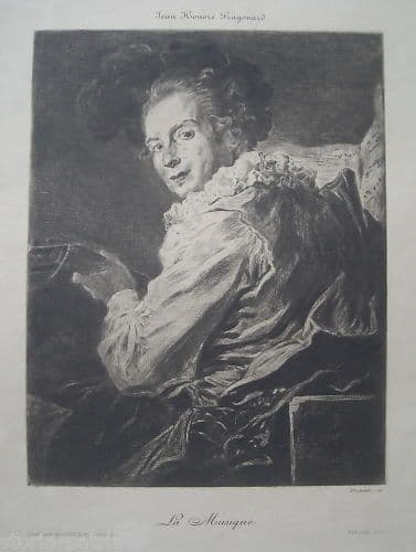 La Musique: Antica Incisione All'Acquaforte Di Desboutin Da Fragonard, 1891