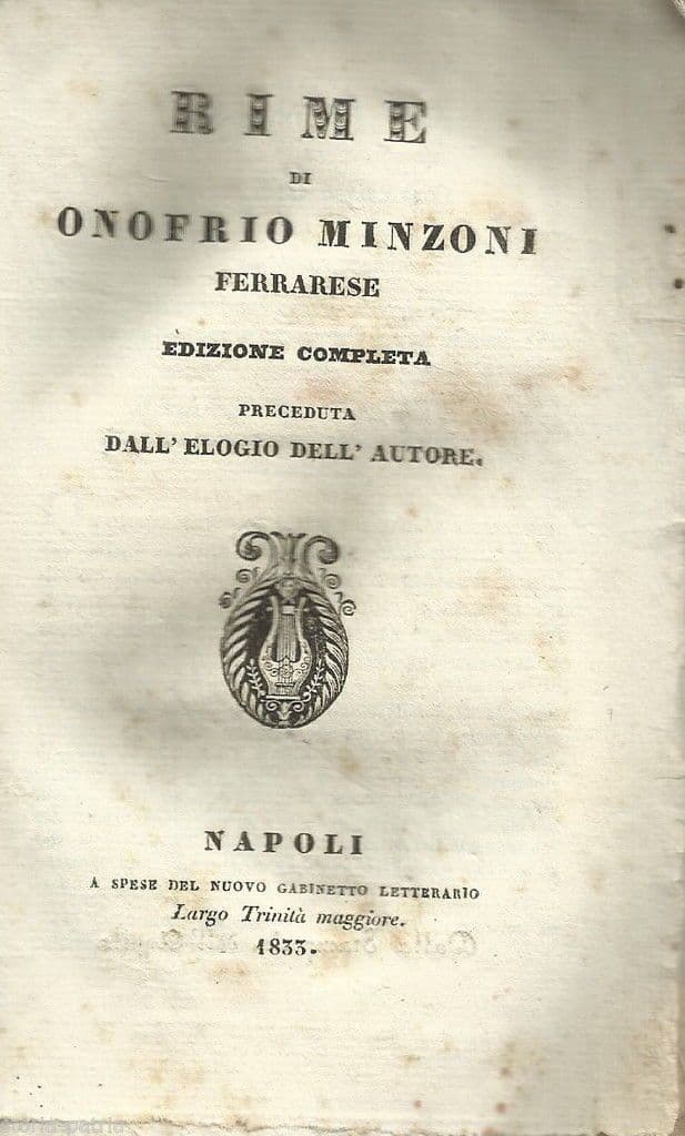 Rime Di Onofrio Minzoni E Inni Di Giuseppe Borghi, Napoli, 1833