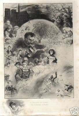 Litografia Di Albert Robida: A Travers Les Livres / Les Héroïnes Du Roman, Fine XIX Secolo