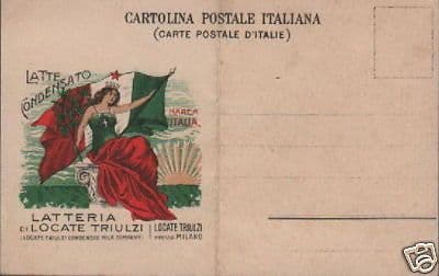 Cartolina Pubblicitaria Latteria Locate Triulzi Italia Tricolore