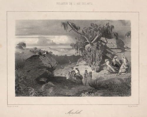 Macbeth, Litografia Originale Del XIX Secolo Di Francais (Lemercier)