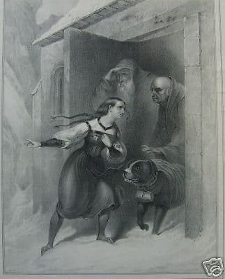 Litografia Antica I Romiti Del Monte San Bernardo, Napoli, Metà XIX Secolo