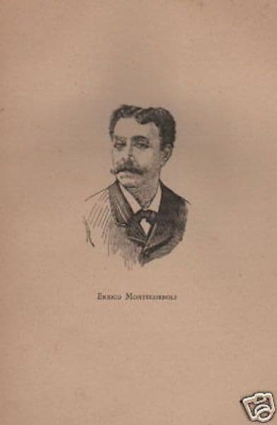 Ritratto Di Enrico Montecorboli, Stampa Originale, Fine '800