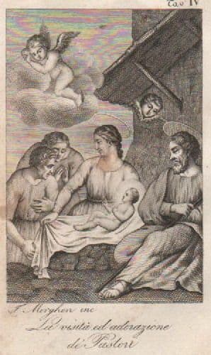 Incisione F. Morghen: Natività E Adorazione Dei Pastori, XIX Secolo