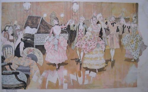Cromolitografia Liberty: Le Menuet Sala Da Ballo, Primo '900