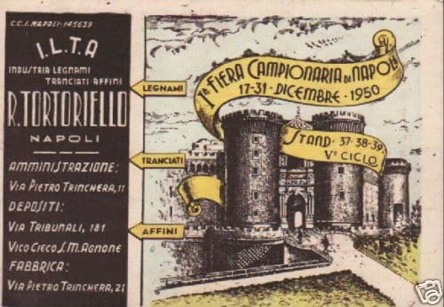 Cartolina Fiera Campionaria Napoli 1950 Tortoriello Legnami