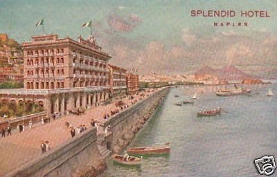 Cartolina Antica Splendid Hotel Napoli Lungomare Vesuvio 1900