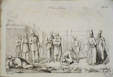 Incisione Della Persia E Dell'Iran: Costumi, Utensili E Armi. Bernati E Cafa, XIX Secolo.