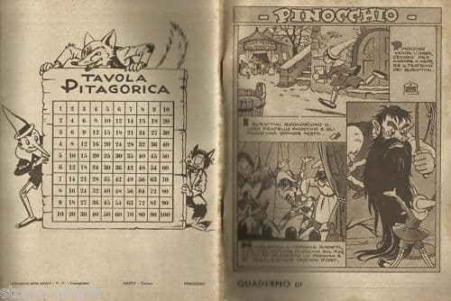 Quaderno Scolastico Pinocchio: Teatrino Dei Burattini (anni '50)