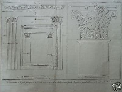 Piranesi, Incisione Originale: Capitello E Porta Della Basilica, 1806