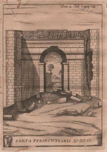Incisione Antica Della Porta Di Efeso, 1750. Acquaforte Originale Del XVIII Secolo.