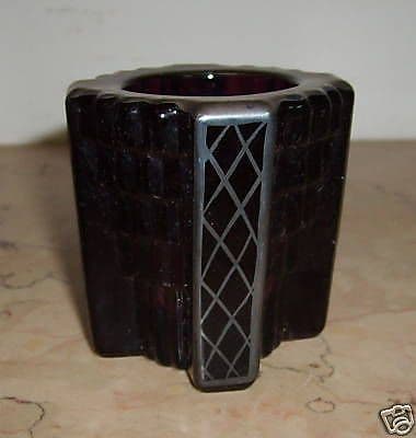 Vaso In Vetro Laminato Argento Futurista Anni '30 Design Art Deco