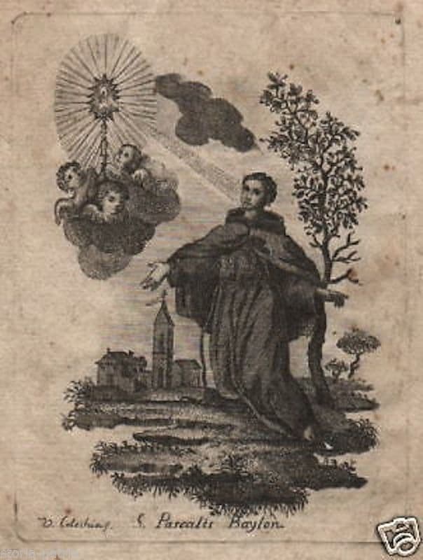 San Pasquale Baylon. Incisione Antica Di V. Colechia (Campania)