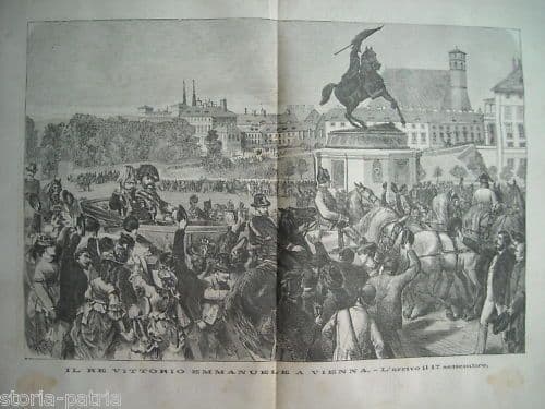 Vittorio Emanuele II A Vienna 1873, Incisione Xilografica