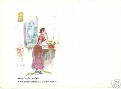 Cartolina Antica Signorinella Scoppetta Bideri Napoli