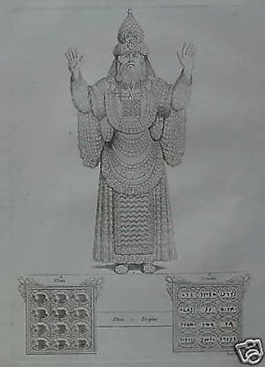 Sommo Sacerdote Terafim Urim Tumim: Incisione Antica Del XIX Secolo Di Boggi