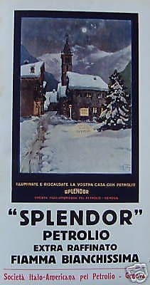 Pubblicità Splendor Petrolio Genova, Anni '20. Grafica Illustrata