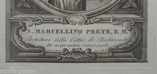 Stampa Antica San Marcellino Piedimonte Matese 1843 Raffaele d'Angelo