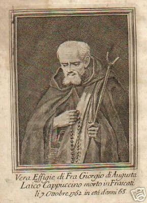Incisione Antica: Fra Giorgio Di Augusta, Cappuccino, Frascati 1762