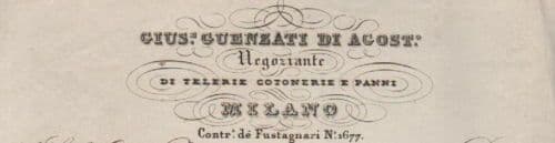 Stampa Pubblicitaria Giuseppe Guenzati Telerie Milano 1869