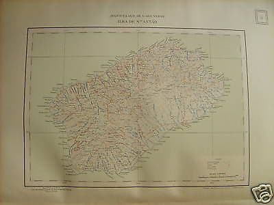 Mappa Storica Isola Di Santo Antão, Capo Verde, 1944