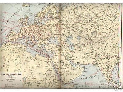 Mappa Delle Vie Di Comunicazione Europee 1891 Fritzsche Hugues Paravia