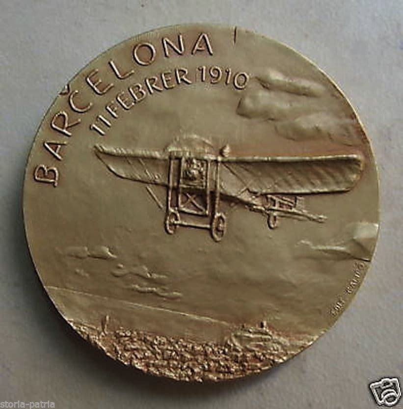 Medaglia Primo Volo In Spagna, Barcellona 1910, Fernando Calicó Rebull