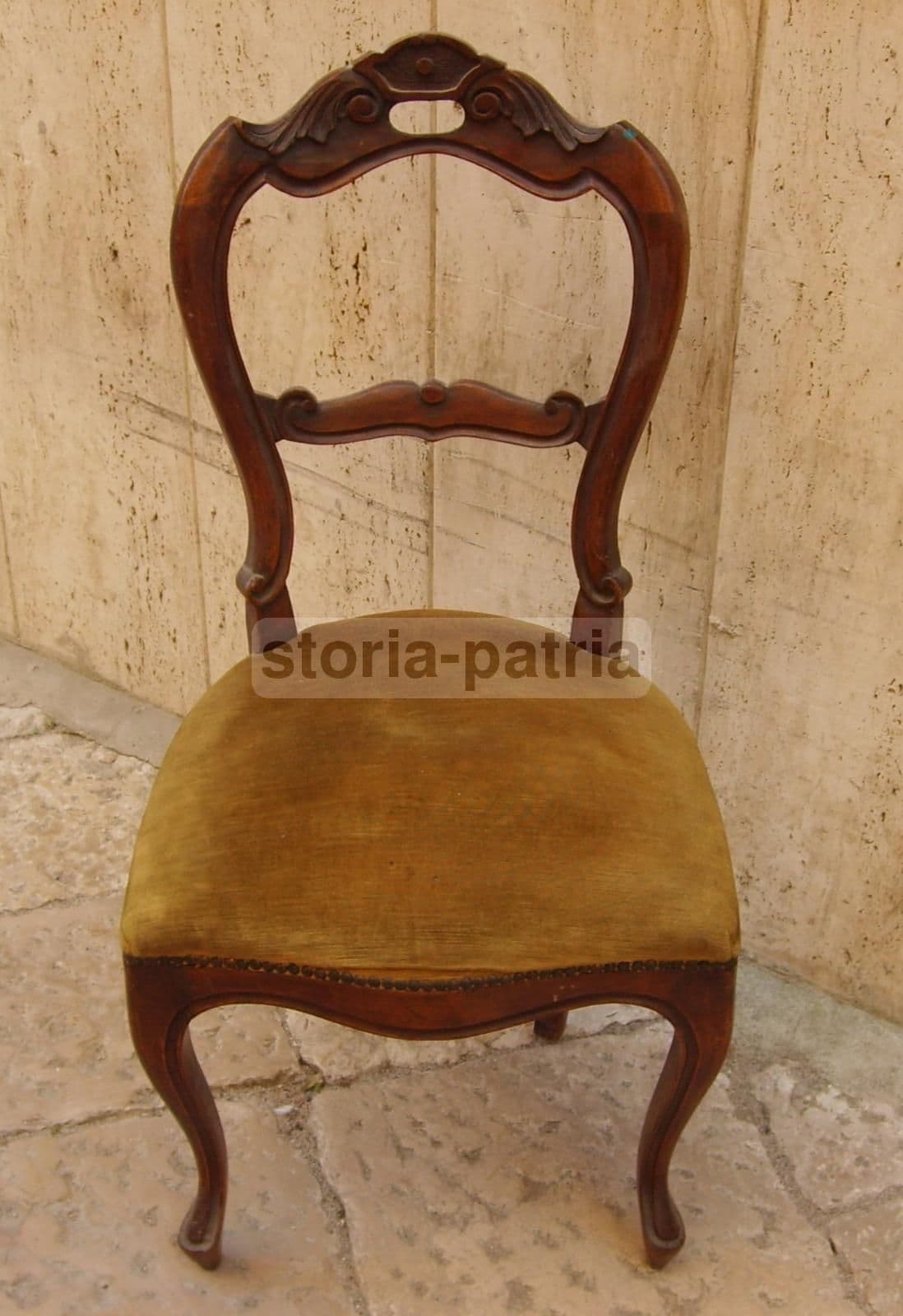 Sedia Imbottita Epoca Luigi Filippo In Legno Intagliato Da Restaurare