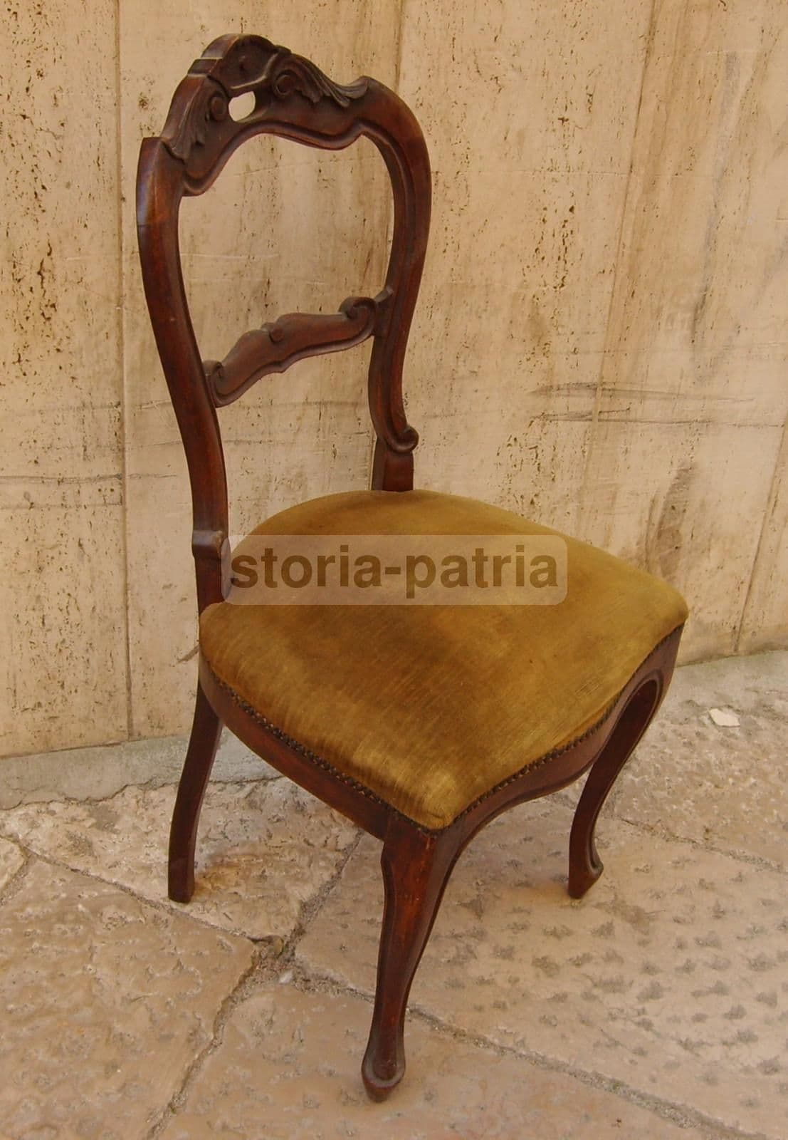 Sedia Imbottita Epoca Luigi Filippo In Legno Intagliato Da Restaurare