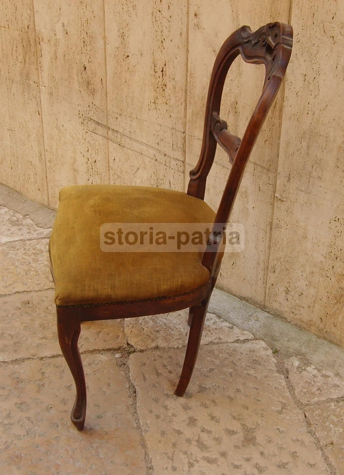 Sedia Imbottita Epoca Luigi Filippo In Legno Intagliato Da Restaurare