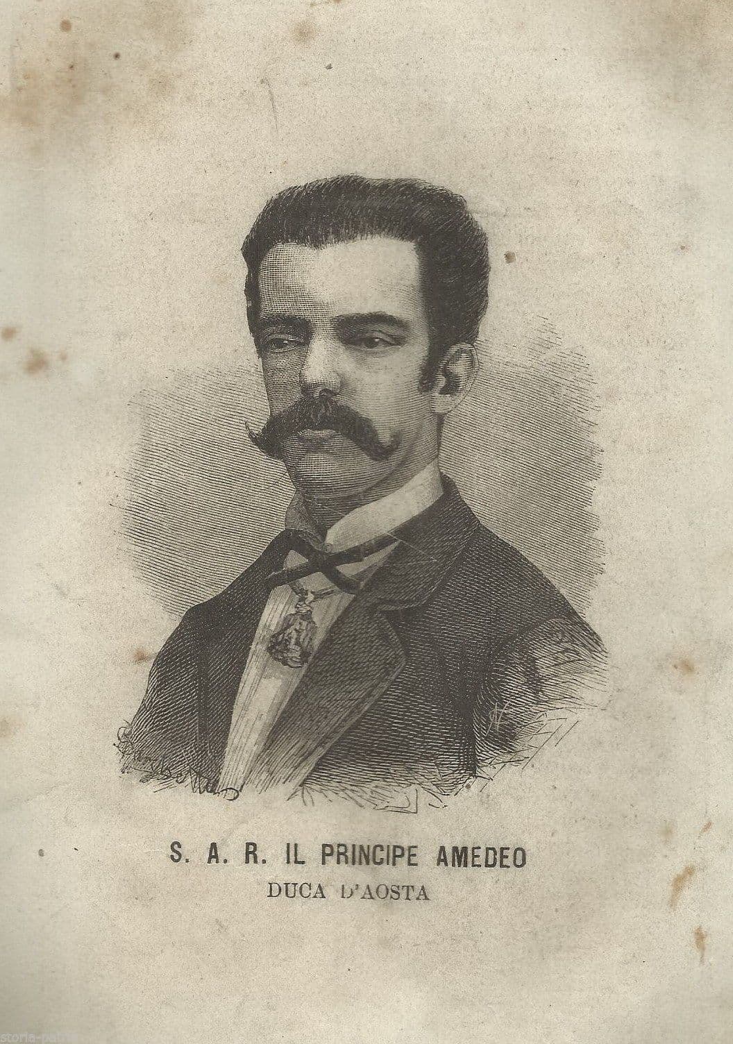 Ritratto Principe Amedeo Duca d'Aosta Stampa Xilografica 800