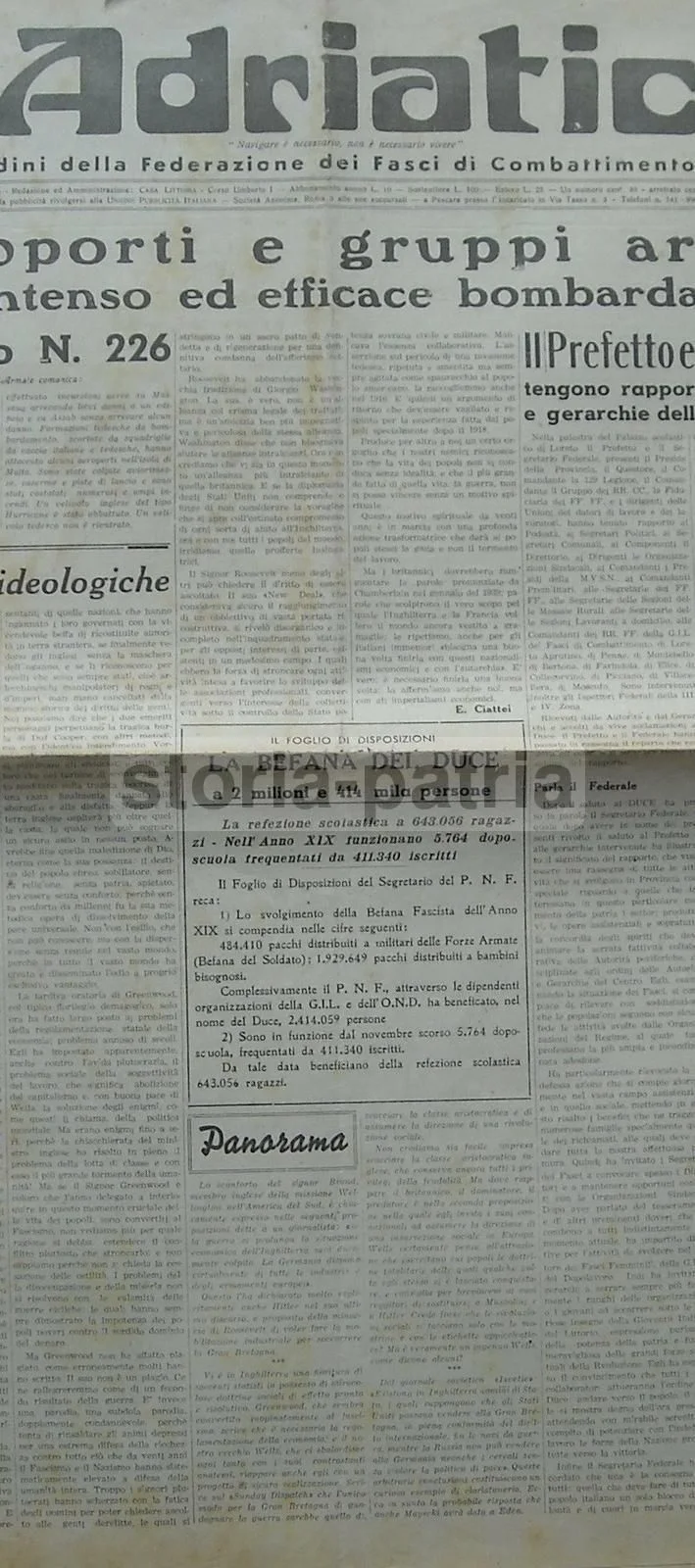 Giornale L'Adriatico, 20 Gennaio 1941, Pescara Bombardamenti WWII E Cronaca Abruzzese, foto 6 di 9