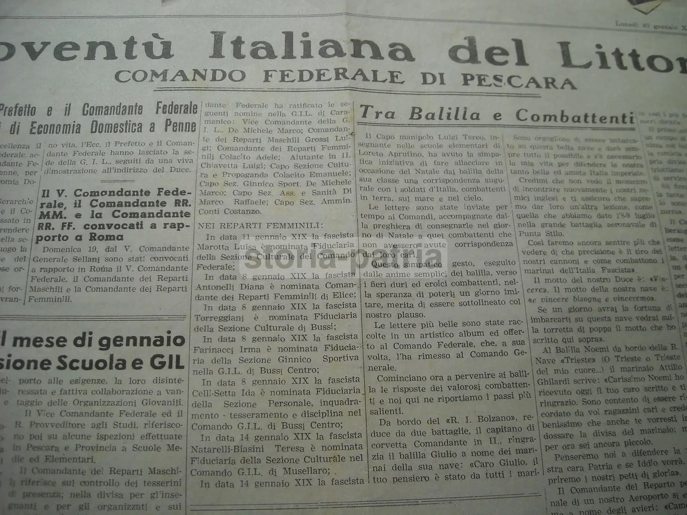 Giornale L'Adriatico, 20 Gennaio 1941, Pescara Bombardamenti WWII E Cronaca Abruzzese, foto 5 di 9