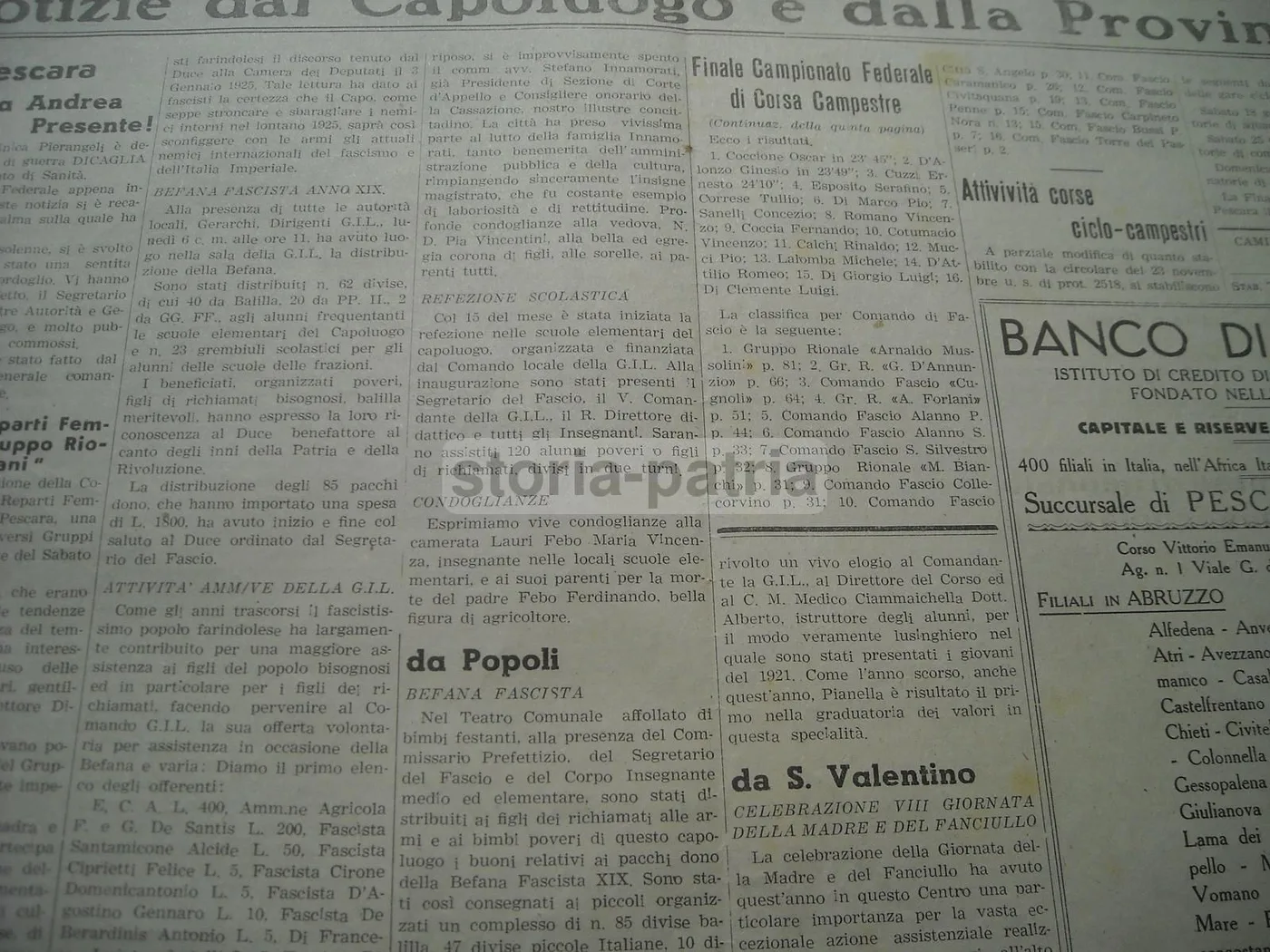 Giornale L'Adriatico, 20 Gennaio 1941, Pescara Bombardamenti WWII E Cronaca Abruzzese, foto 8 di 9