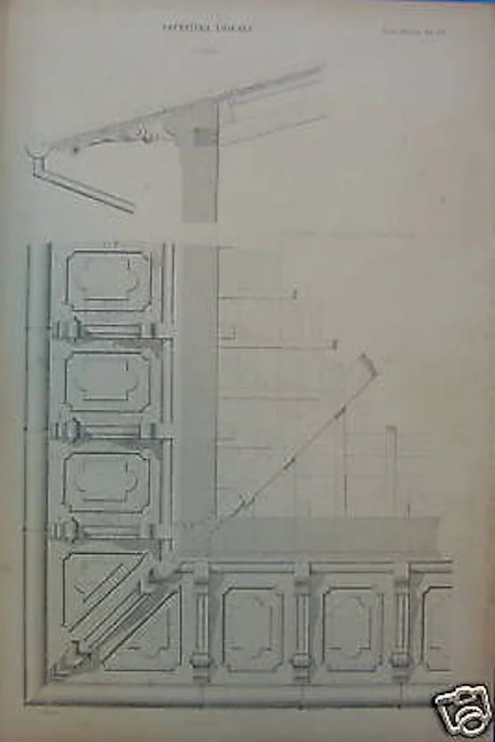 Copertura Toscana: Litografia Architettonica Originale Della Seconda Metà Dell'800