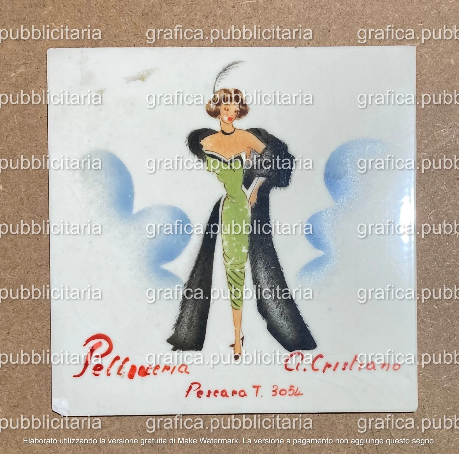 Piastrella Pubblicitaria Pellicceria A. Cristiano, Pescara, foto 3 di 4