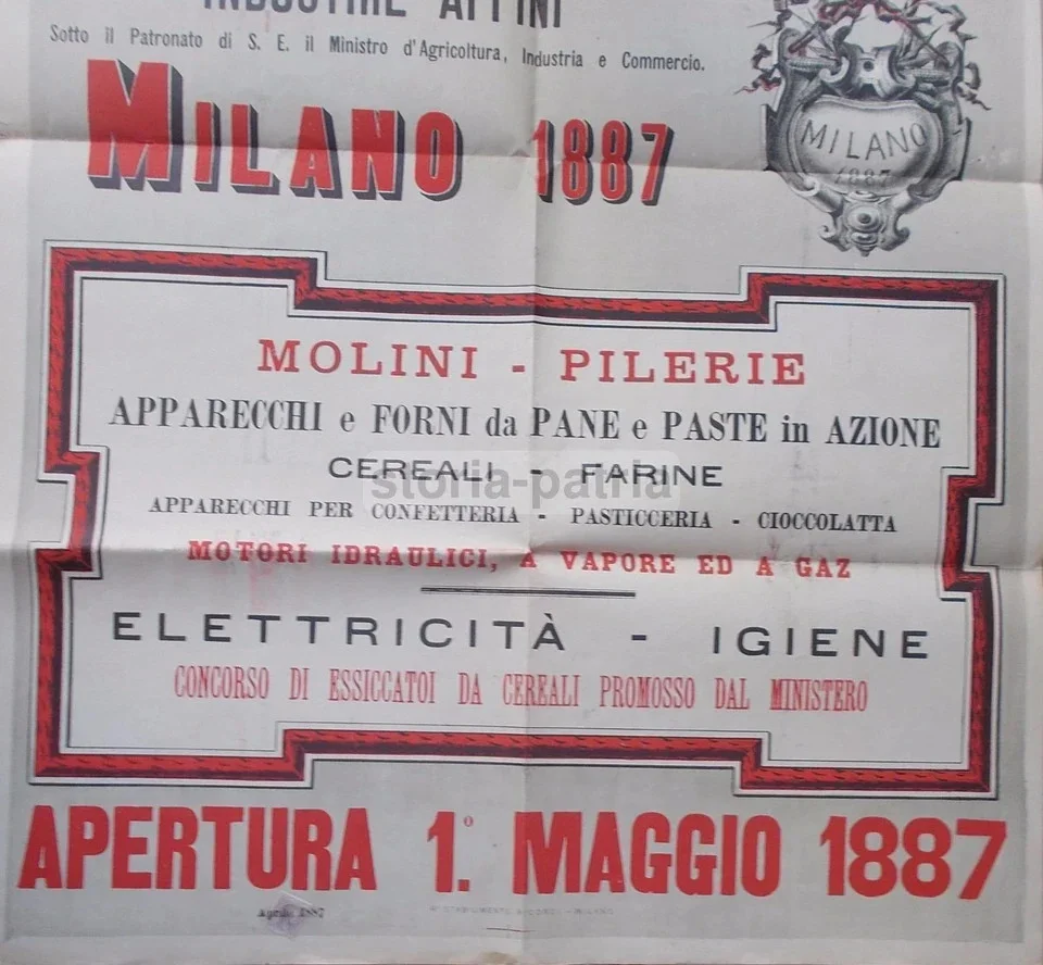 Manifesto dell'Esposizione di Macinazione, Milano 1887, foto 2 di 6