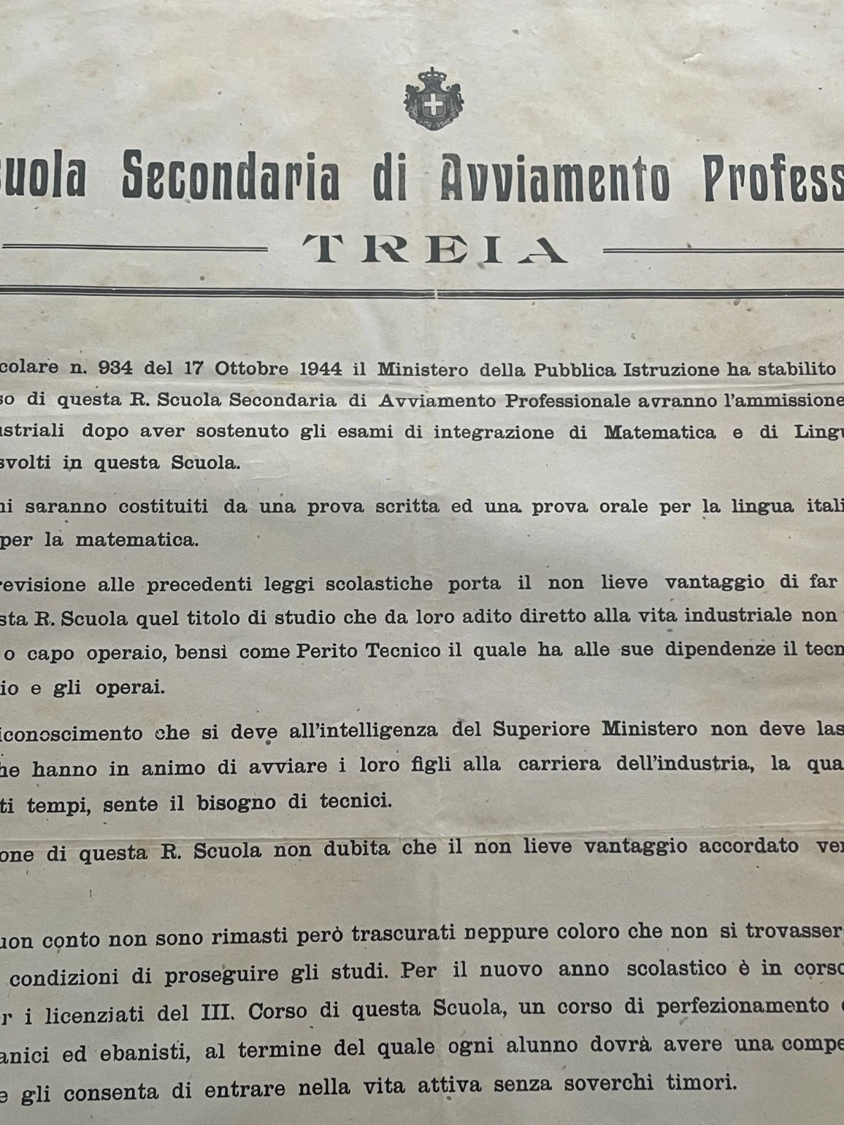 Manifesto della Scuola Professionale di Treia, 1945, foto 4 di 6