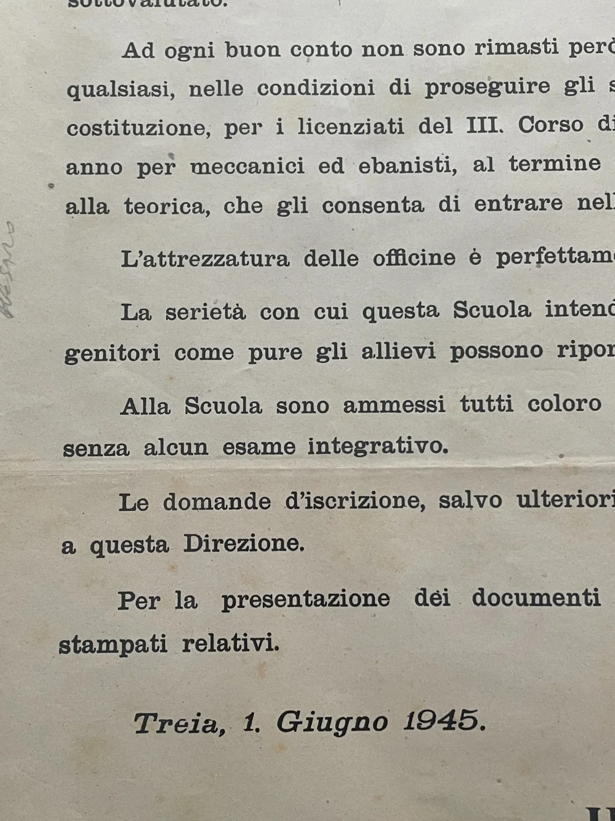 Manifesto della Scuola Professionale di Treia, 1945, foto 6 di 6