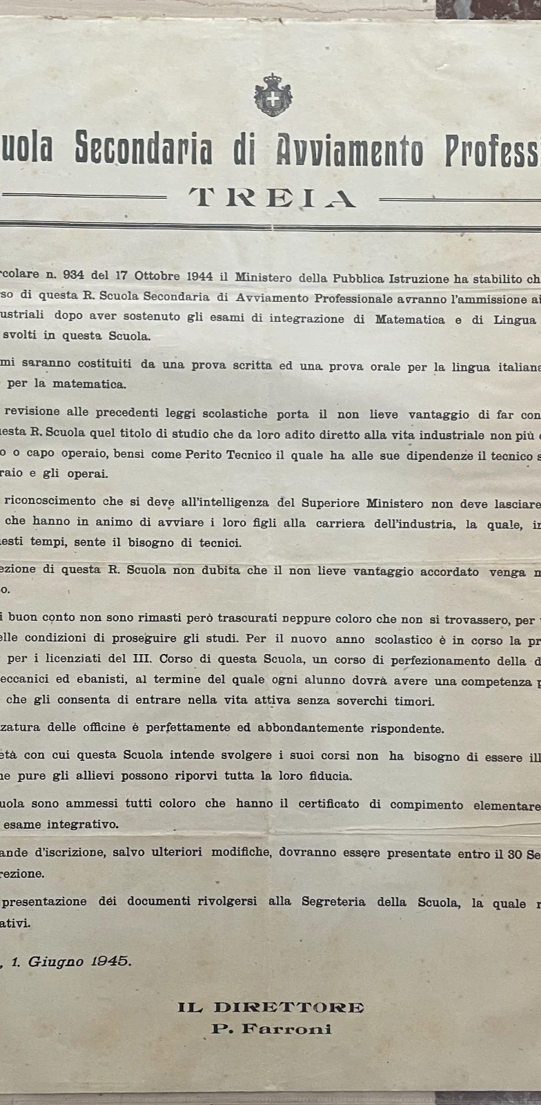 Manifesto della Scuola Professionale di Treia, 1945, foto 3 di 6
