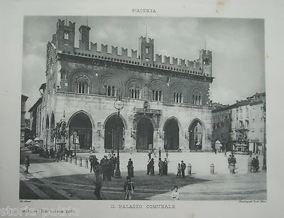 Stampa Alinari del Palazzo Comunale di Piacenza