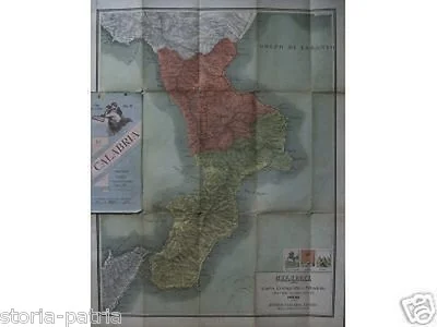 Antica Cartografia: Carta Stradale Di Calabria, Sicilia E Basilicata