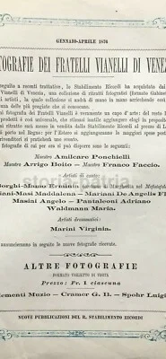 Foglio Ricordi per le Foto Vianelli, 1876, foto 4 di 4