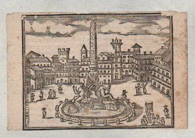 Piazza Romana con Obelisco, Xilografia d'epoca